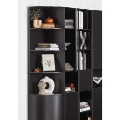 Wohnen Vitrinen<40x210x40 Standregal in Schwarz aus Kiefer - Niwidus