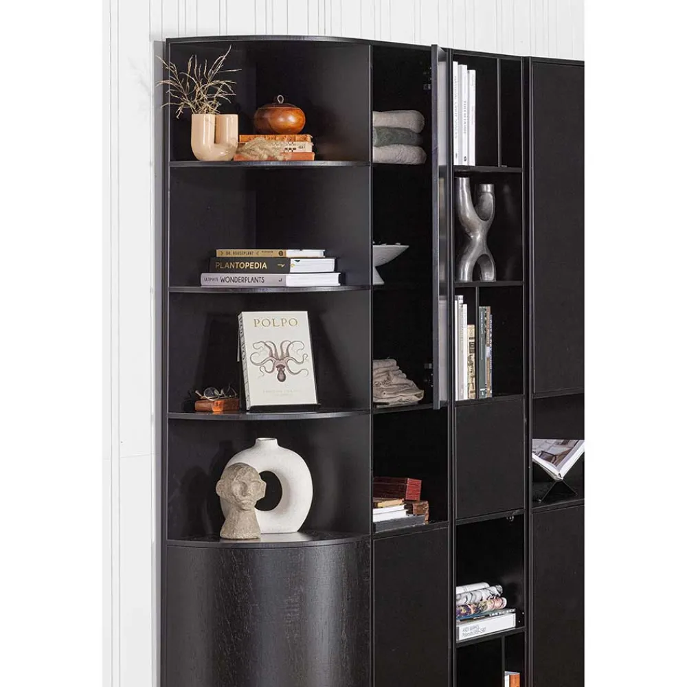 Wohnen Vitrinen<40x210x40 Standregal in Schwarz aus Kiefer - Niwidus