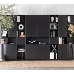 Wohnen Vitrinen<40x210x40 Standregal in Schwarz aus Kiefer - Niwidus
