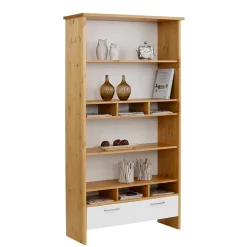Wohnen Regale<102x188x39 Standregal in Weiß & Honig - Enjes