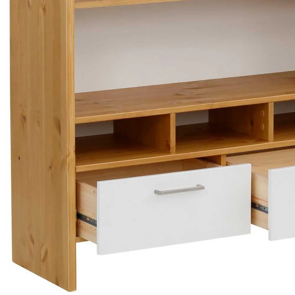 Wohnen Regale<102x188x39 Standregal in Weiß & Honig - Enjes