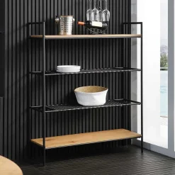 Wohnen Regale<110x129x34 Standregal mit vier Ablagen in Natur - Zavias