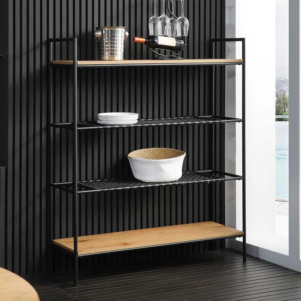 Wohnen Regale<110x129x34 Standregal mit vier Ablagen in Natur - Zavias