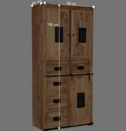 Wohnen Vitrinen<90x180x40 Stauraum Schrank im Industrial Style - Eswan