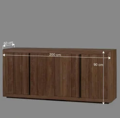 Wohnen Sideboards<200x90x50 Teak Sideboard in Natur & Schwarz - Myons