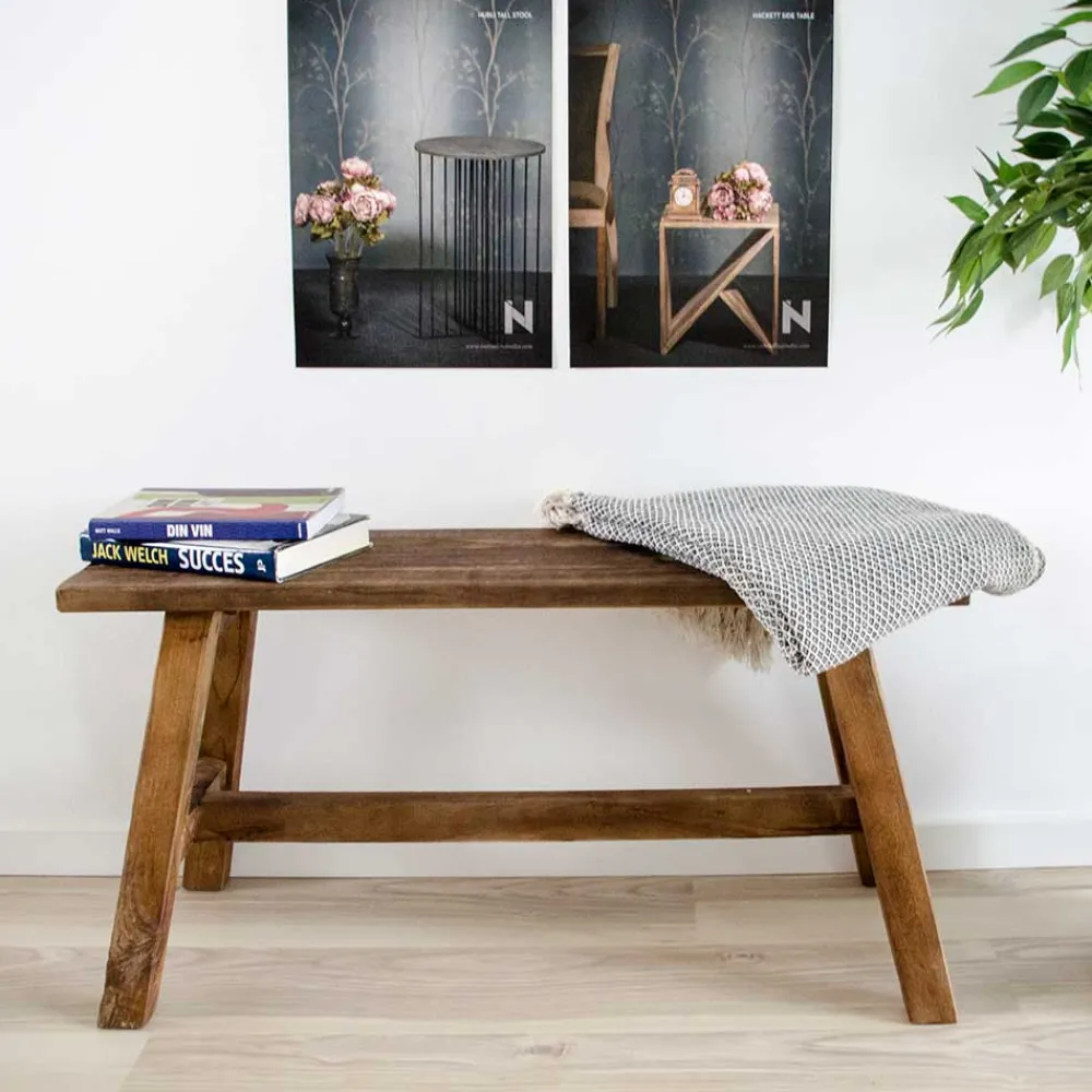 Wohnen Sitzbank<90x45x25 Teakholz Bank naturbelassen - Verdena