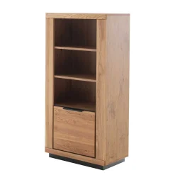 Wohnen Regale|Vitrinen<72x142x40 Teilmassives Regal mit drei Fächern & Tür - Vlacoma