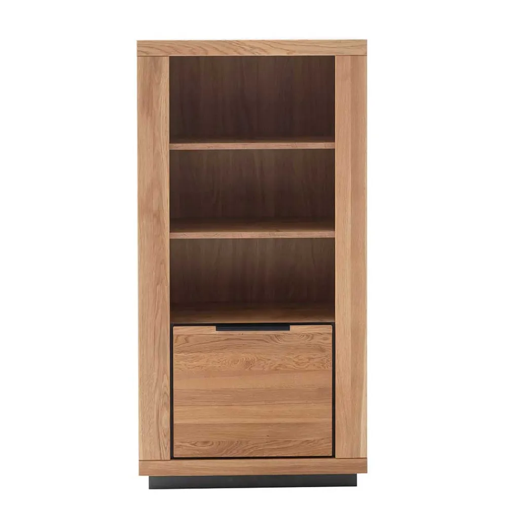 Wohnen Regale|Vitrinen<72x142x40 Teilmassives Regal mit drei Fächern & Tür - Vlacoma