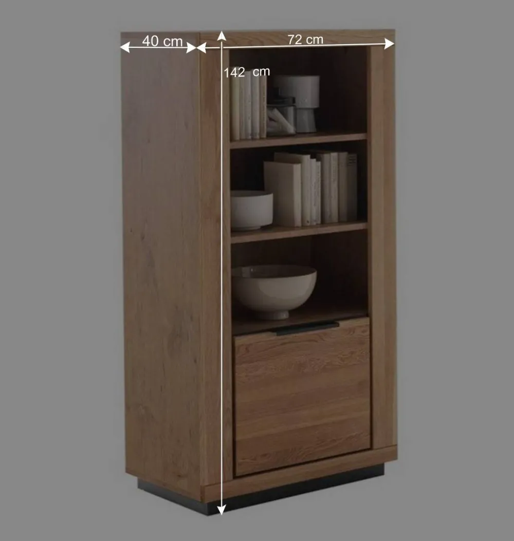 Wohnen Regale|Vitrinen<72x142x40 Teilmassives Regal mit drei Fächern & Tür - Vlacoma