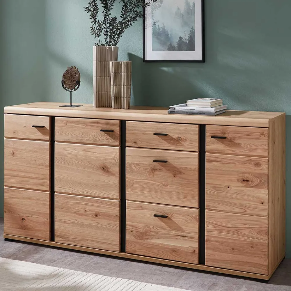 Wohnen Sideboards<170x86x42 Teilmassives Sideboard mit Metallgriffen - Latenda