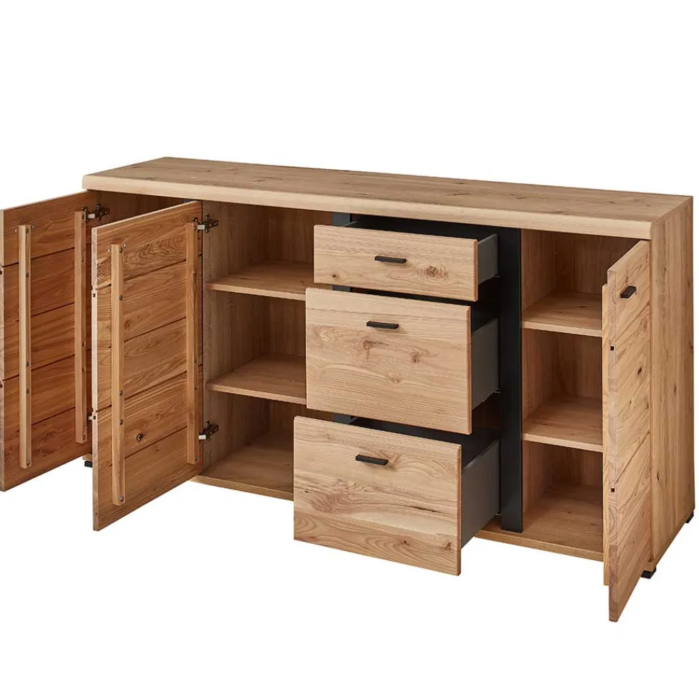 Wohnen Sideboards<170x86x42 Teilmassives Sideboard mit Metallgriffen - Latenda