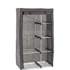 Wohnen Regale<96x170x50 Textil Kleiderschrank in Grau - Leo