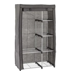 Wohnen Regale<96x170x50 Textil Kleiderschrank in Grau - Leo