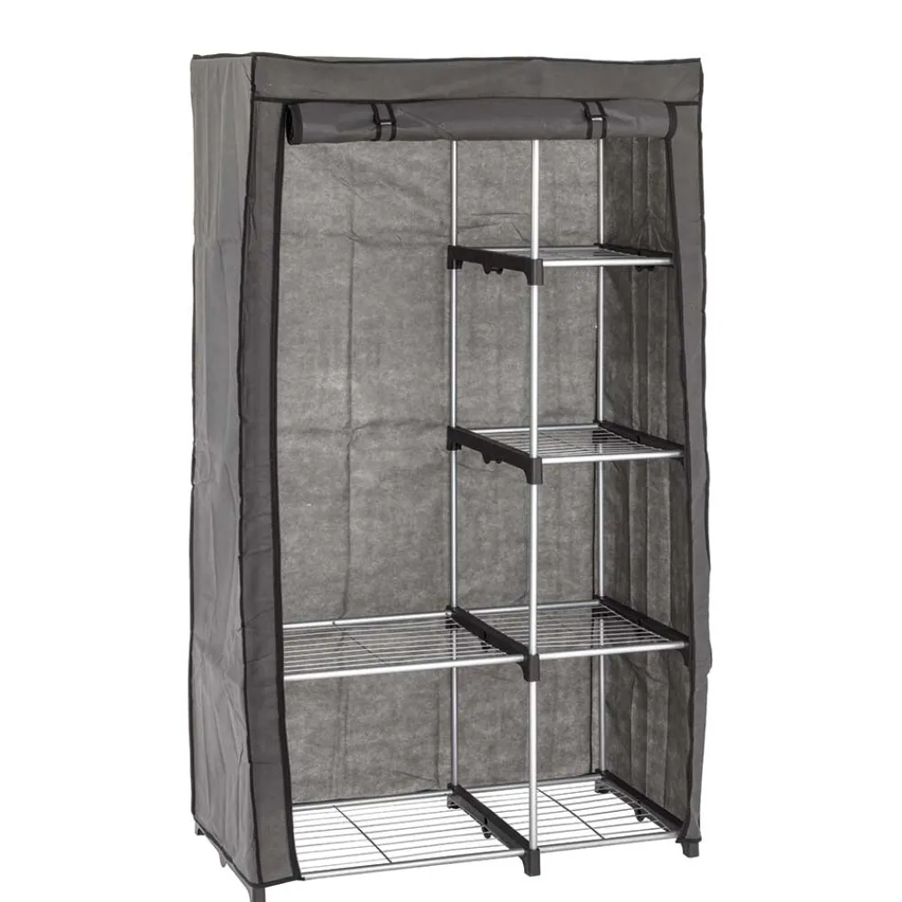 Wohnen Regale<96x170x50 Textil Kleiderschrank in Grau - Leo