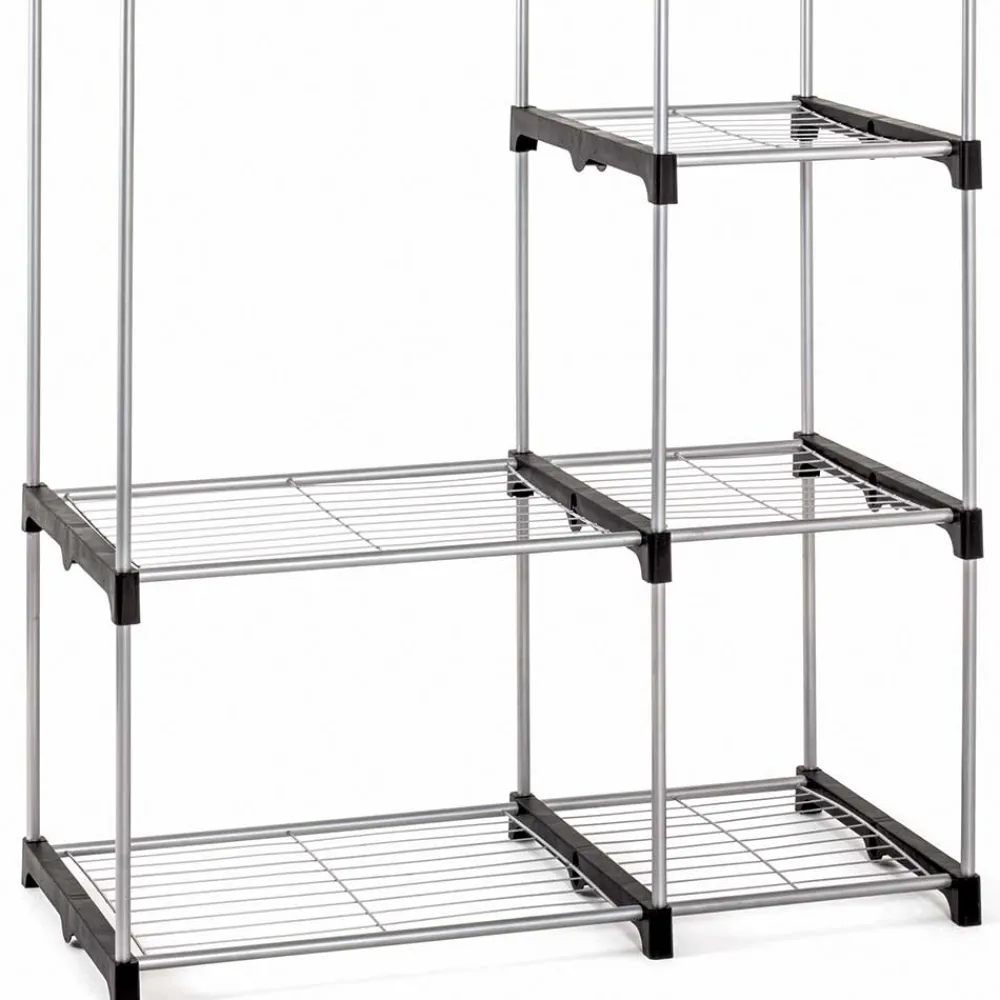 Wohnen Regale<96x170x50 Textil Kleiderschrank in Grau - Leo