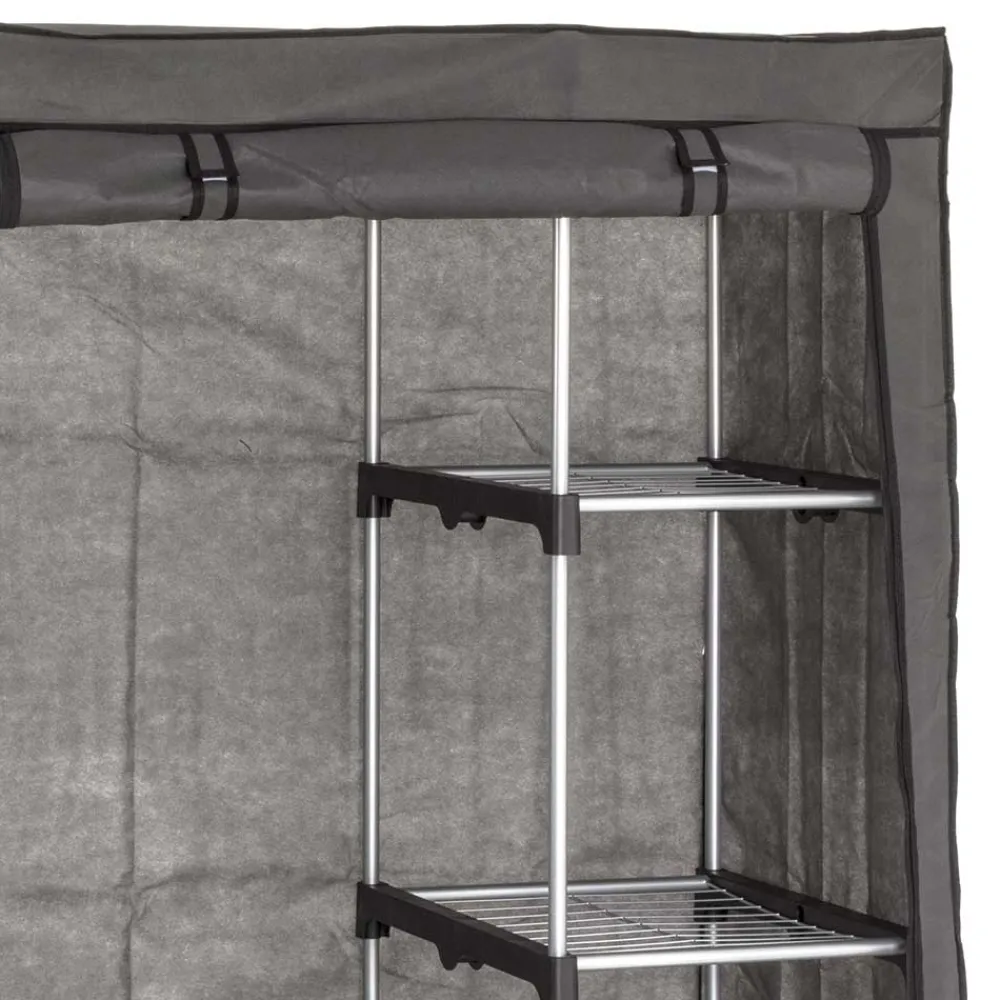 Wohnen Regale<96x170x50 Textil Kleiderschrank in Grau - Leo