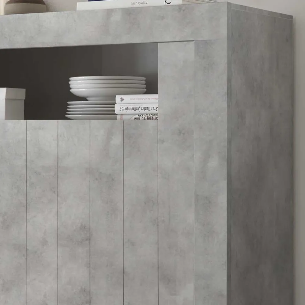 Wohnen Highboards<110x144x43 Türen-Highboard in Beton Dekor - Eman