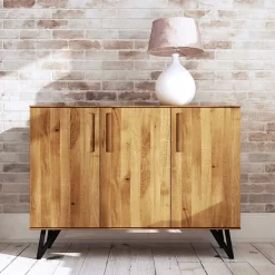 Wohnen Sideboards<136x100x45 Türen-Kommode aus Wildeiche & Stahl - Mandirov