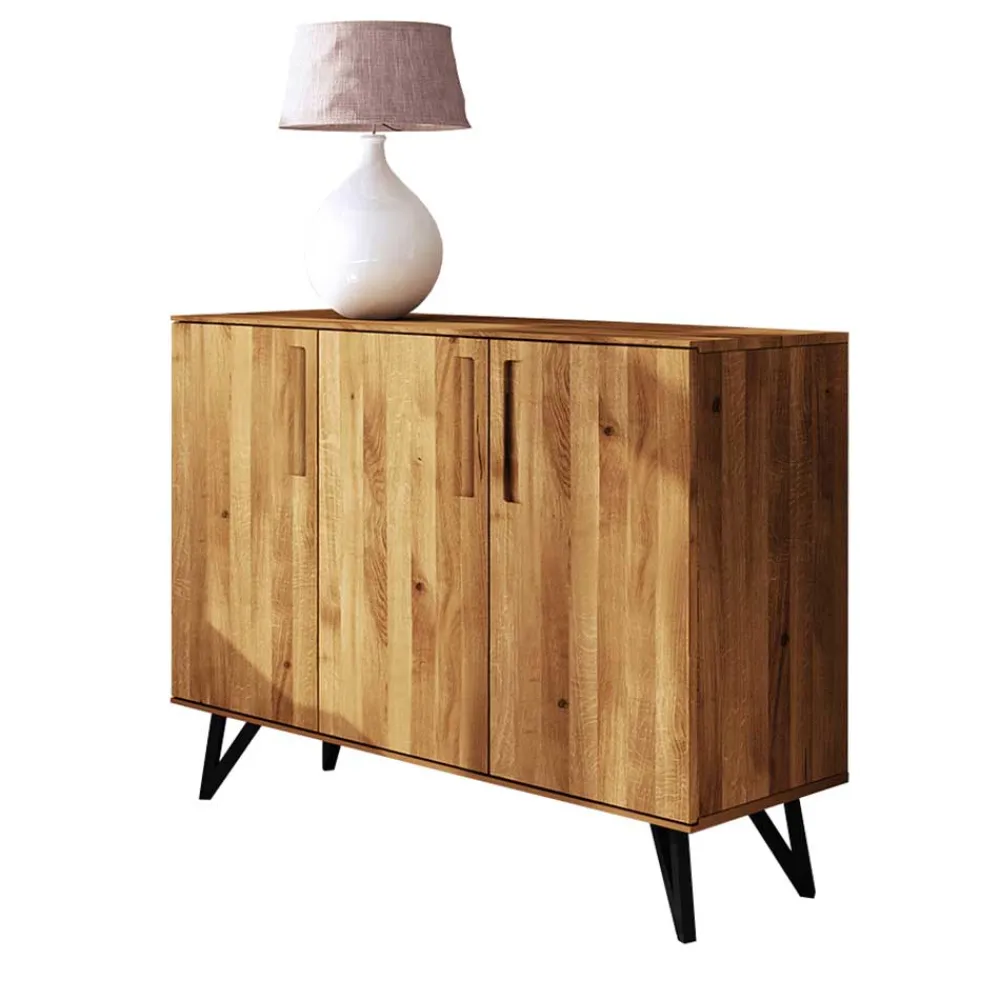 Wohnen Sideboards<136x100x45 Türen-Kommode aus Wildeiche & Stahl - Mandirov