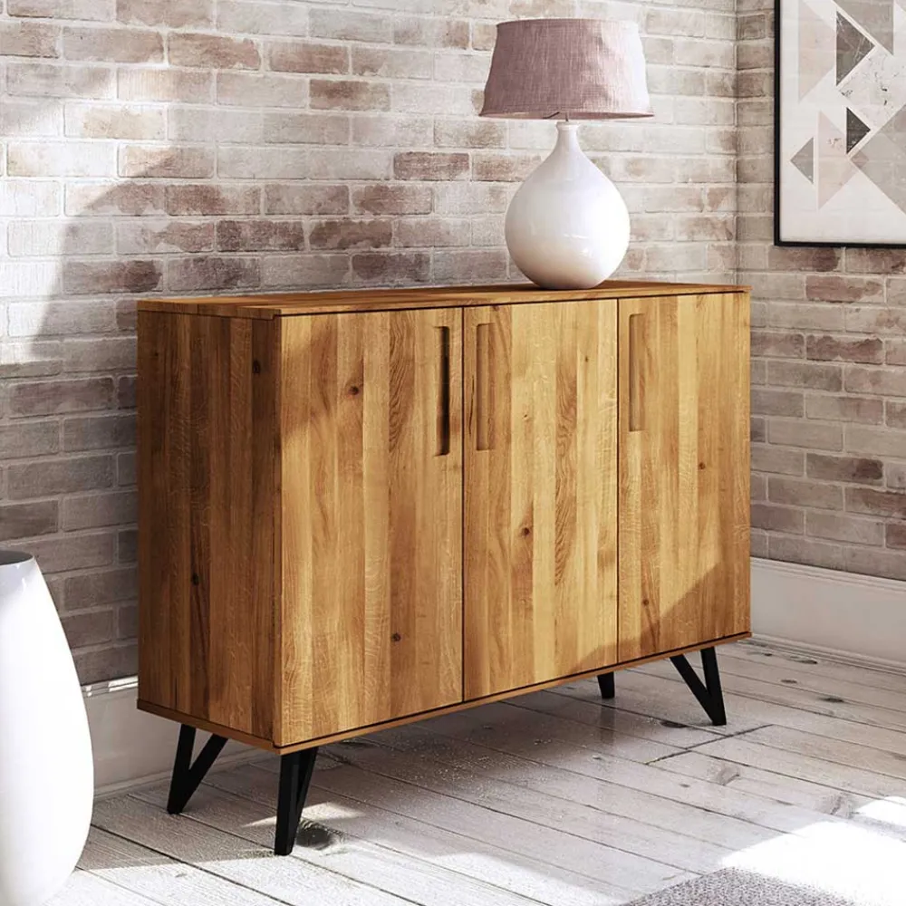 Wohnen Sideboards<136x100x45 Türen-Kommode aus Wildeiche & Stahl - Mandirov
