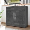 Wohnen Sideboards<121x111x42 Türen-Kommode in Grau Glanz - Ipatal