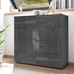 Wohnen Sideboards<121x111x42 Türen-Kommode in Grau Glanz - Ipatal