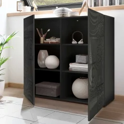 Wohnen Sideboards<121x111x42 Türen-Kommode in Grau Glanz - Ipatal