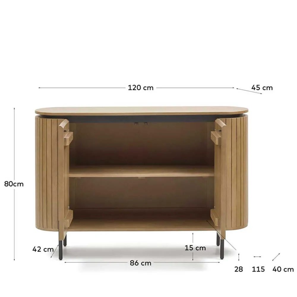 Wohnen Sideboards<120x80x45 2-türige Kommode in ovaler Form - Ilvenda