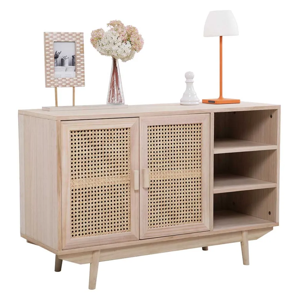 Wohnen Tv & Hifi-Möbel|Lowboards<100x65x36 2-türige Kommode mit drei offenen Fächern - Oncinasa