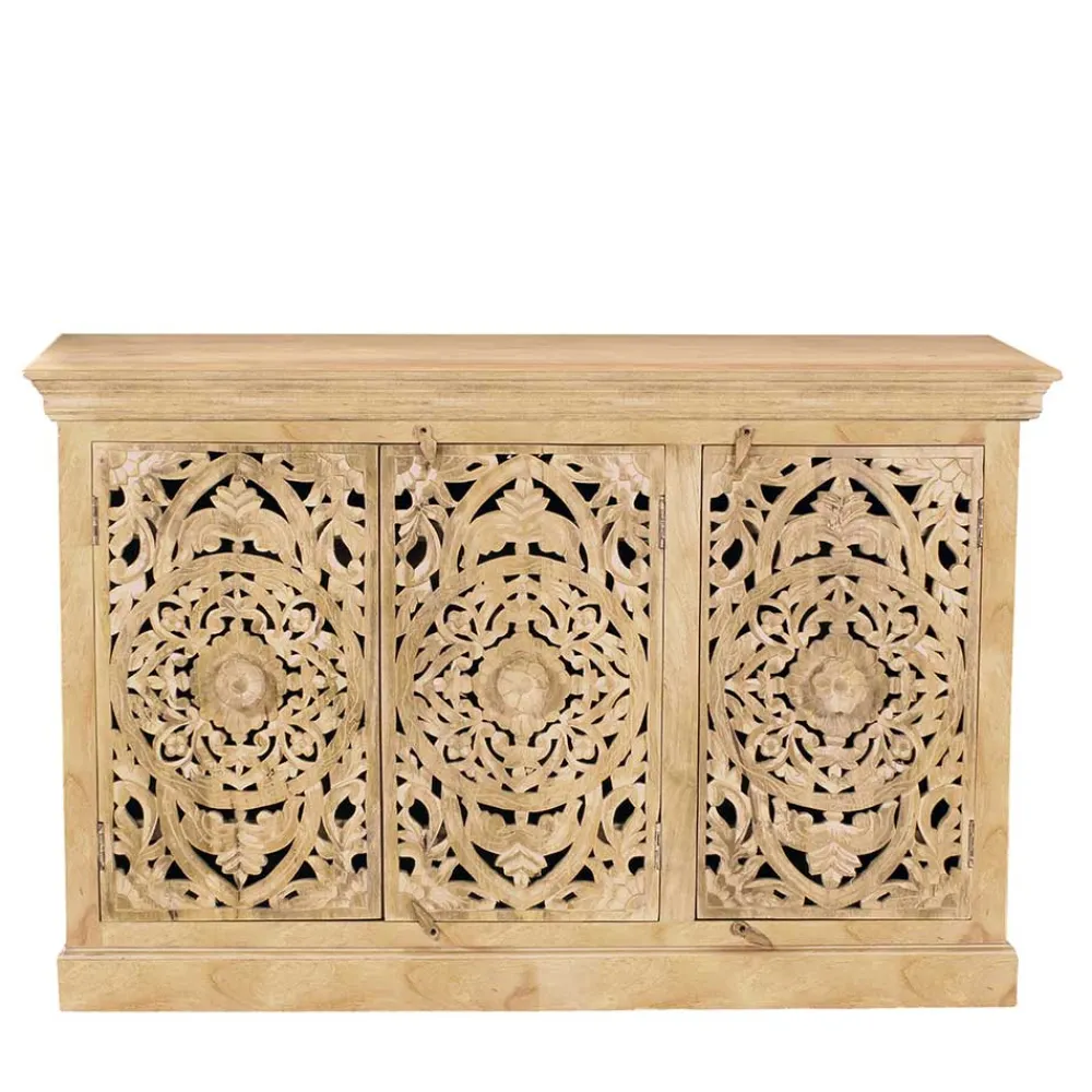 Wohnen Sideboards<140x90x40 3-türige Kommode mit Schnitzerei - Runiasa