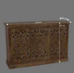 Wohnen Sideboards<140x90x40 3-türige Kommode mit Schnitzerei - Runiasa