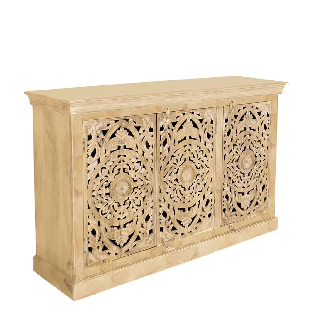 Wohnen Sideboards<140x90x40 3-türige Kommode mit Schnitzerei - Runiasa
