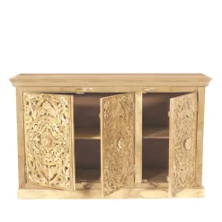 Wohnen Sideboards<140x90x40 3-türige Kommode mit Schnitzerei - Runiasa
