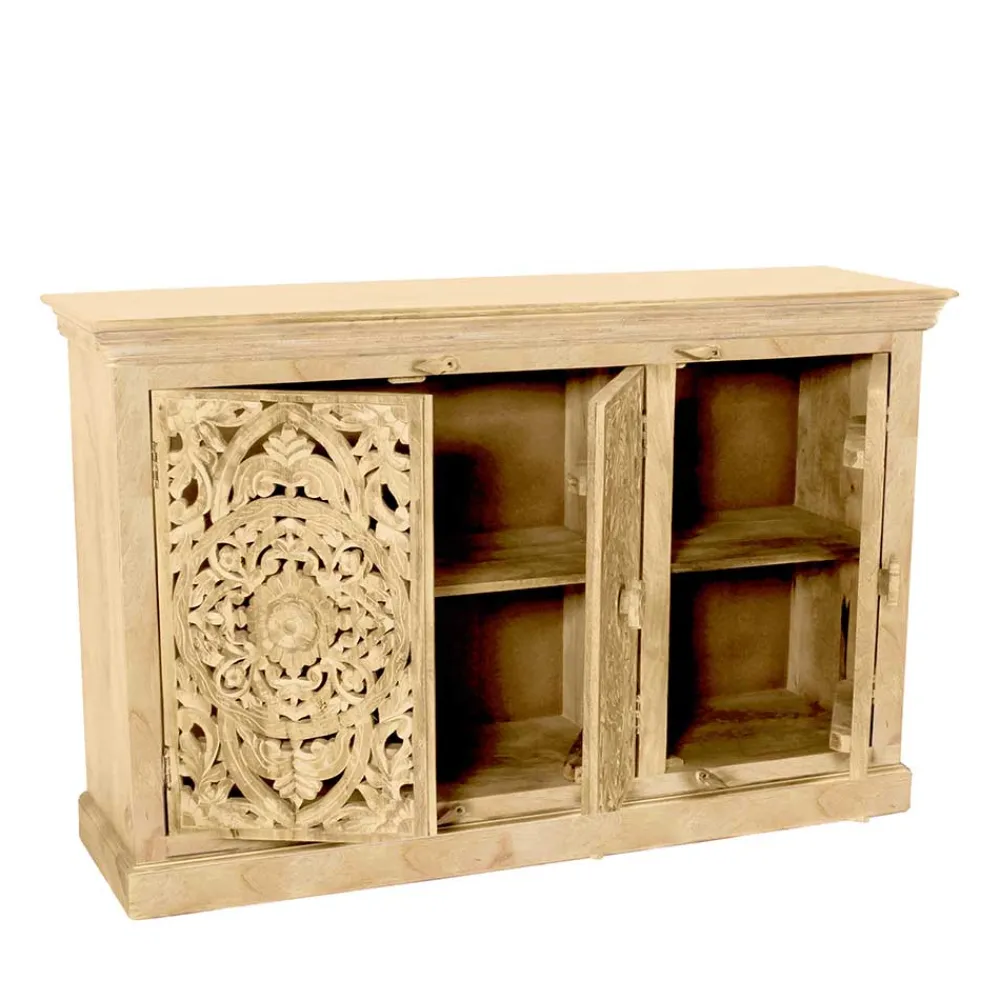 Wohnen Sideboards<140x90x40 3-türige Kommode mit Schnitzerei - Runiasa