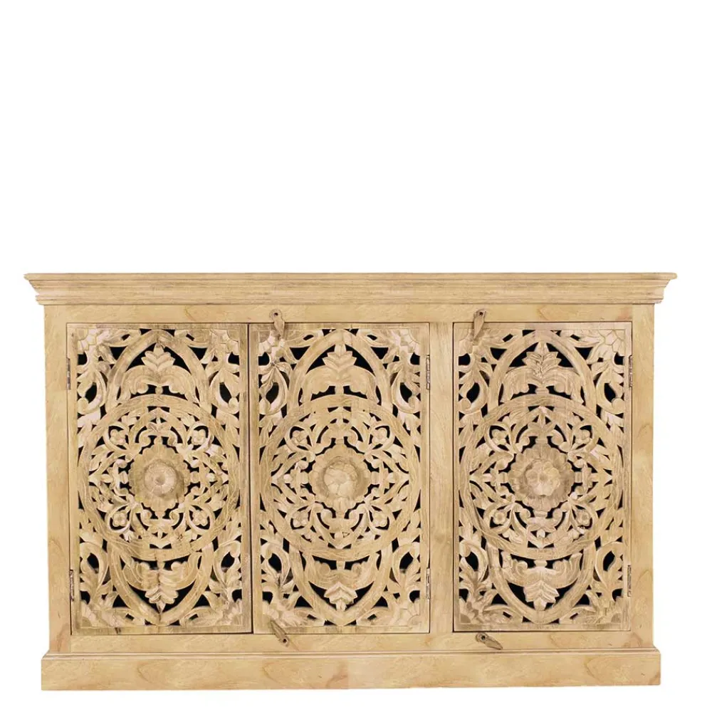 Wohnen Sideboards<140x90x40 3-türige Kommode mit Schnitzerei - Runiasa