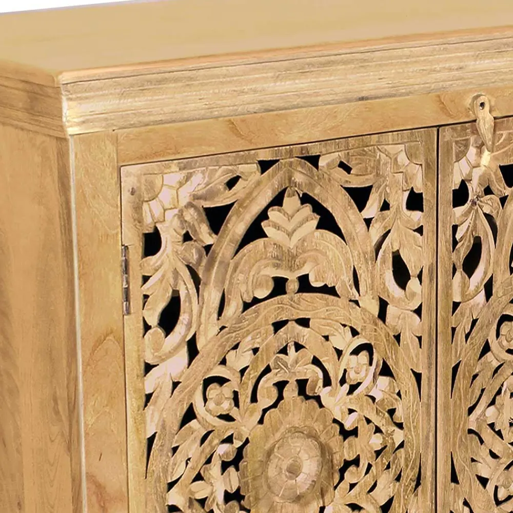 Wohnen Sideboards<140x90x40 3-türige Kommode mit Schnitzerei - Runiasa
