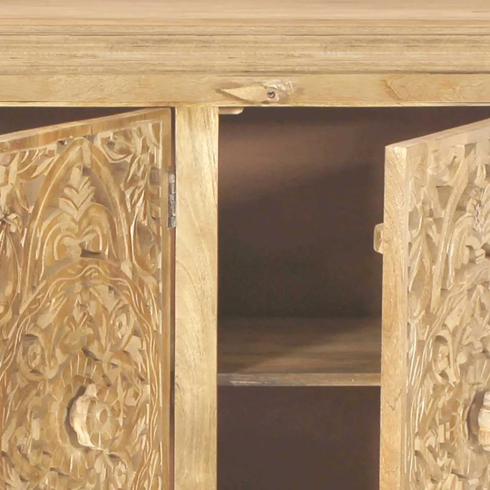 Wohnen Sideboards<140x90x40 3-türige Kommode mit Schnitzerei - Runiasa