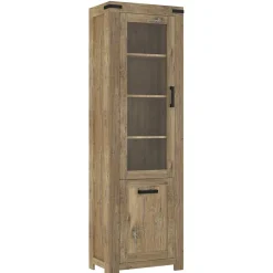 Wohnen Vitrinen<65x200x40 2-türige Vitrine in Eiche Dunkel - Fanos
