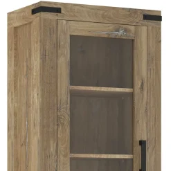 Wohnen Vitrinen<65x200x40 2-türige Vitrine in Eiche Dunkel - Fanos