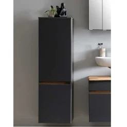 Wohnen Schränke<40x135x35 2-türiger Badschrank in Dunkelgrau - Agiruan