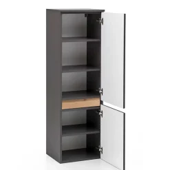 Wohnen Schränke<40x135x35 2-türiger Badschrank in Dunkelgrau - Agiruan