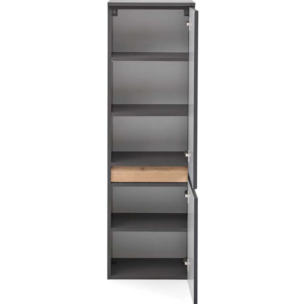 Wohnen Schränke<40x135x35 2-türiger Badschrank in Dunkelgrau - Agiruan
