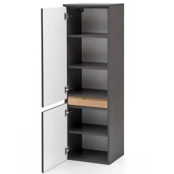 Wohnen Schränke<40x135x35 2-türiger Badschrank in Dunkelgrau - Agiruan