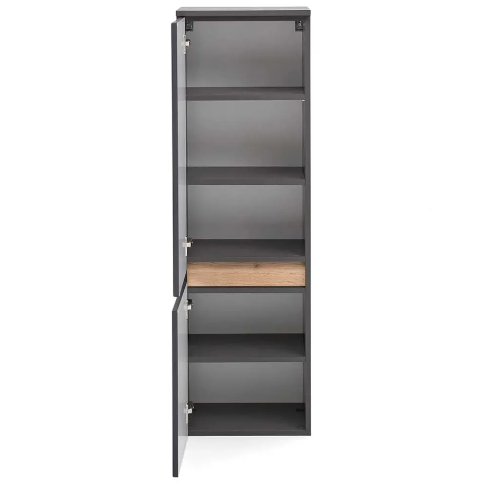 Wohnen Schränke<40x135x35 2-türiger Badschrank in Dunkelgrau - Agiruan