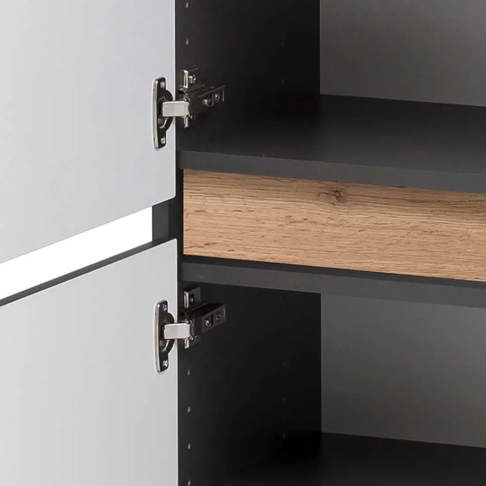 Wohnen Schränke<40x135x35 2-türiger Badschrank in Dunkelgrau - Agiruan