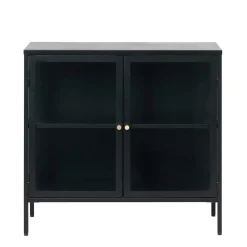 Wohnen Vitrinen<90x85x40 2-türiger Schrank aus Glas & Metall - Butoaie