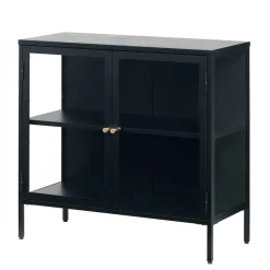 Wohnen Vitrinen<90x85x40 2-türiger Schrank aus Glas & Metall - Butoaie