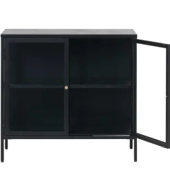 Wohnen Vitrinen<90x85x40 2-türiger Schrank aus Glas & Metall - Butoaie