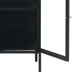 Wohnen Vitrinen<90x85x40 2-türiger Schrank aus Glas & Metall - Butoaie