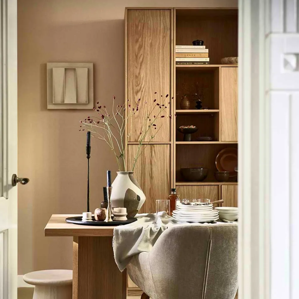 Wohnen Vitrinen<40x199x40 2-türiger Schrank in Eiche Furnier - Ewana